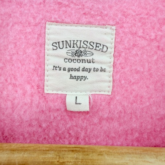 Sunkissed Coconut Pink Do What Makes You Happy Embroidered Sweatshirt Large - Picture 5 of 6